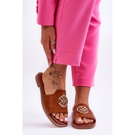 Ženske Camel Larotte klasične papuče s ravnom petom smeđa 2