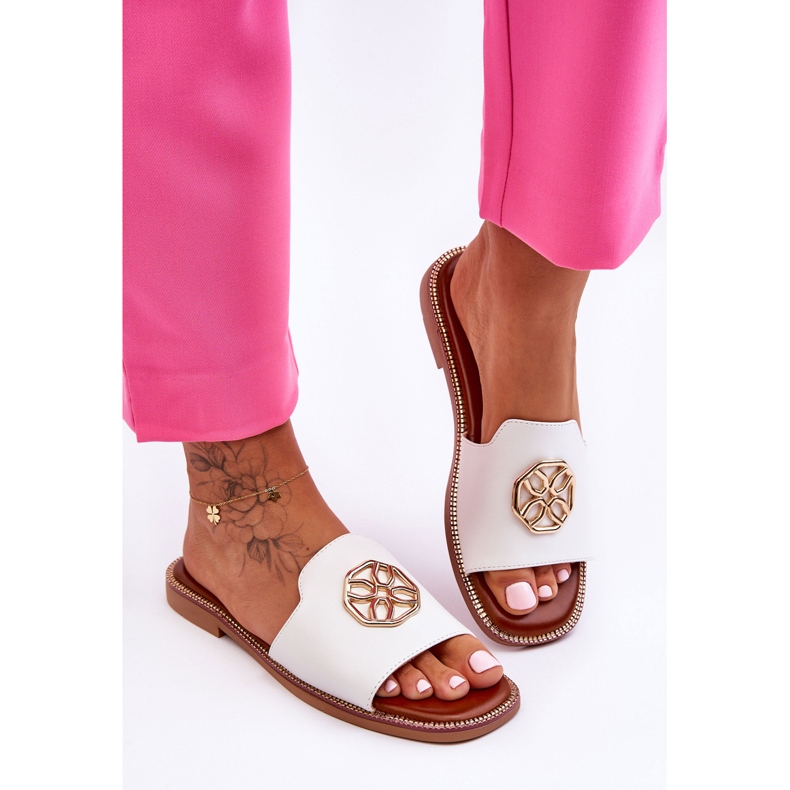 Ženske klasične papuče s ravnom petom, bijele Larotte bijela 1