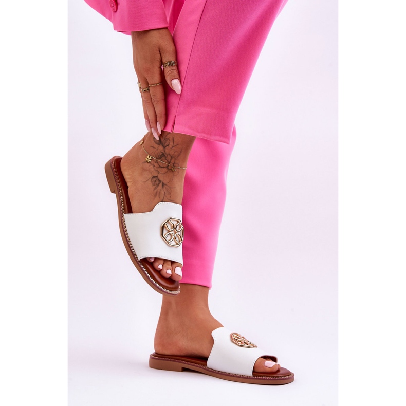 Ženske klasične papuče s ravnom petom, bijele Larotte bijela 2