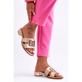 Elegantne ženske papuče sa zlatnim ukrasom Atlantis zlatna 2