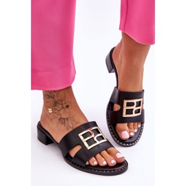 PG1 Elegantne ženske papuče s ukrasom Black Atlantis crno 1