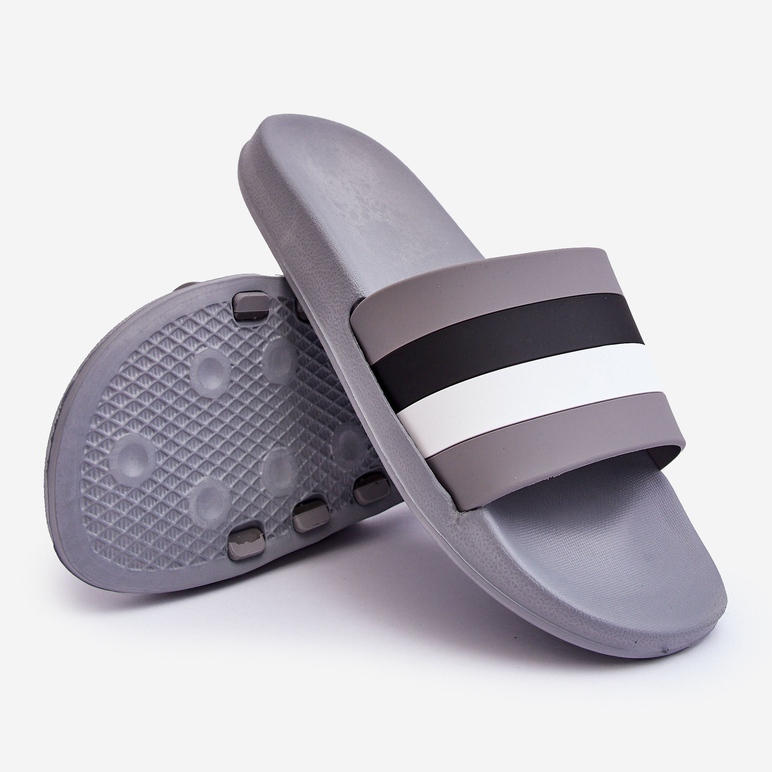 WJ1 Grey Vision muške papuče na pruge siva 2
