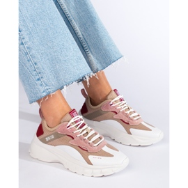 Ženske Big Star tenisice KK274055 bež bijela ružičasta 1