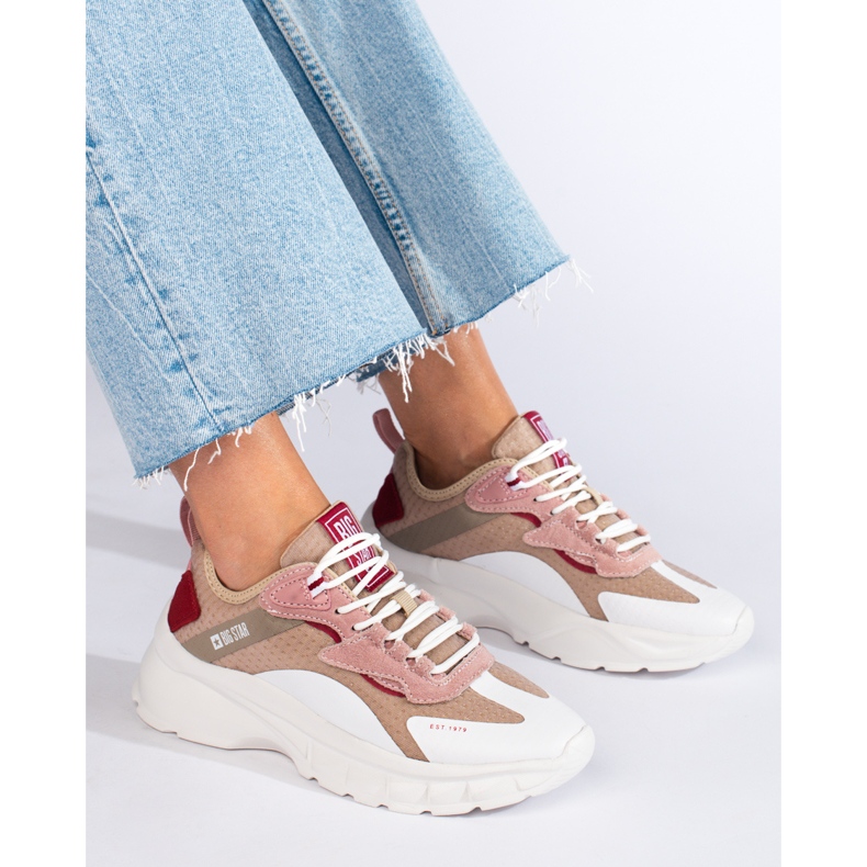 Ženske Big Star tenisice KK274055 bež bijela ružičasta 1