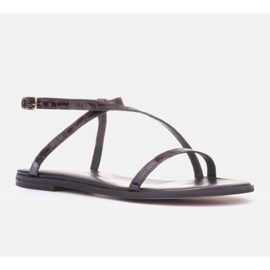 Marco Shoes Bordo kožne ravne sandale crvena 1