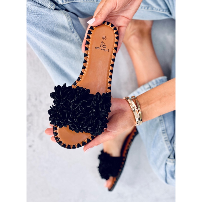 Prima crne cvjetne papuče crna 1