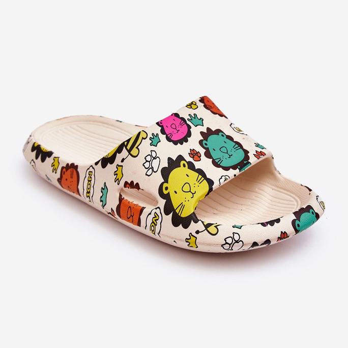 WJ1 Dječje lagane pjenaste papuče s motivom lava Bež Esther 1