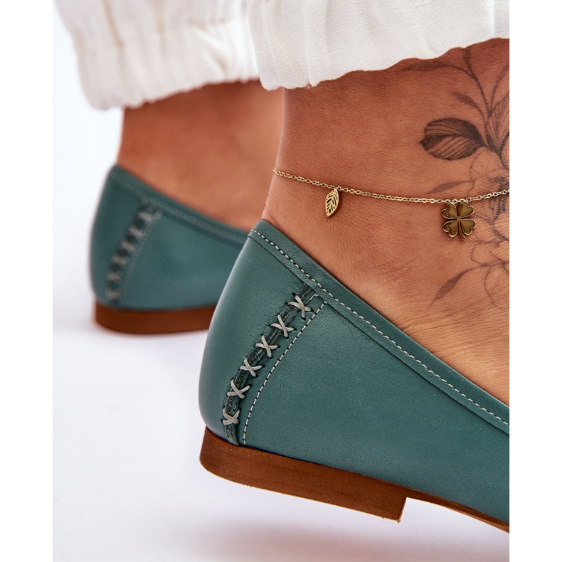 Ženske kožne balerinke Maciejka 01358-36 Tirkizna zelena 2