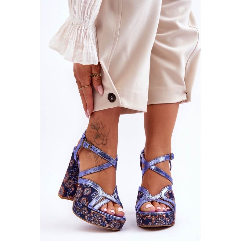 Kožne sandale na petu Maciejka 06084-17 tamnoplave plava 2