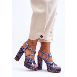 Kožne sandale na petu Maciejka 06084-17 tamnoplave plava 1