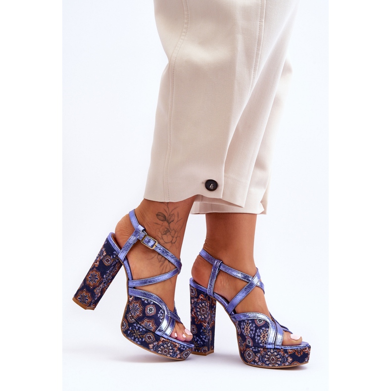 Kožne sandale na petu Maciejka 06084-17 tamnoplave plava 1