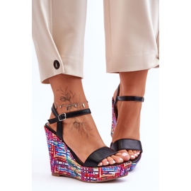 Ženske sandale na šarenu tanku Crni Malibu crna 1