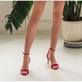 Marco Shoes Elegantne sandale od prirodnog antilopa crvena 1