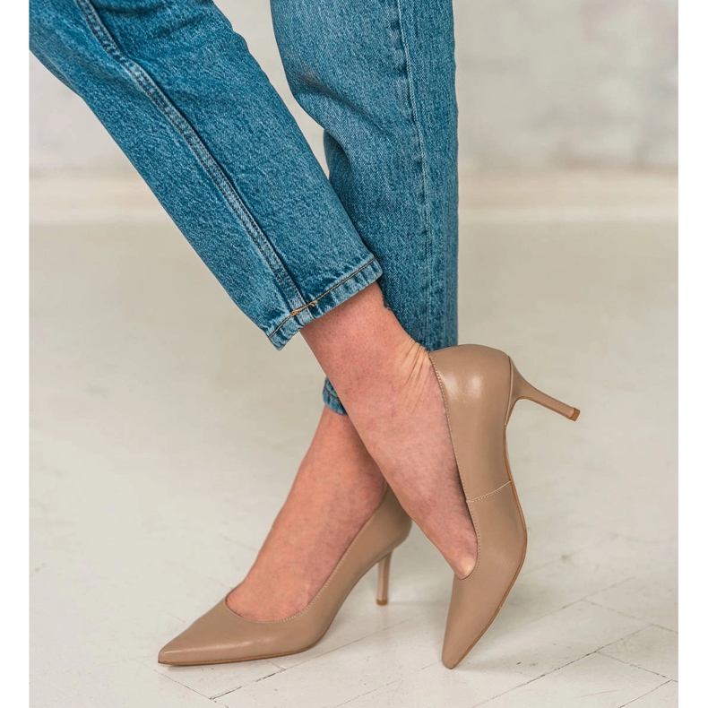 Marco Shoes Štikle od Nappa kože bež 2