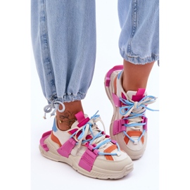 PS1 Ženske modne sportske cipele na vezanje bež-ružičaste Chillout! 1