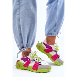PS1 Modne ženske sportske cipele na vezanje zeleno-ružičaste Chillout! zelena 1