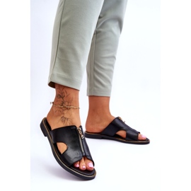 Lemar Ženske papuče s ukrasnim patentnim zatvaračem Black Clarence crno 1