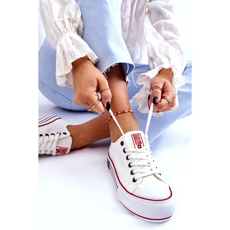 Ženske platnene tenisice s platformom Big Star LL274180 Bijele bijela 3