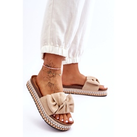 Ženske antilop papuče s mašnom bež Lauria 1