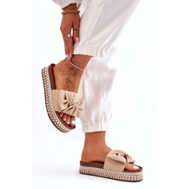 Ženske antilop papuče s mašnom bež Lauria 3