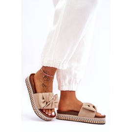 Ženske antilop papuče s mašnom bež Lauria 5