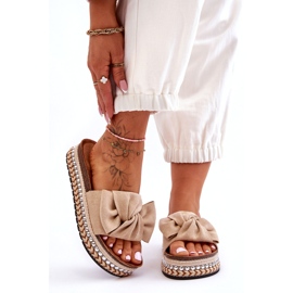 Ženske antilop papuče s mašnom bež Lauria 6