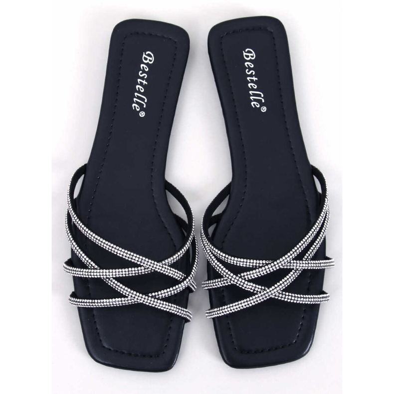 Rexha Klizači s crnim kamenčićima crna 1