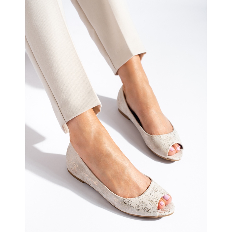 Zlatne Shelovet ženske balerinke s otvorenim prstima zlatni 1