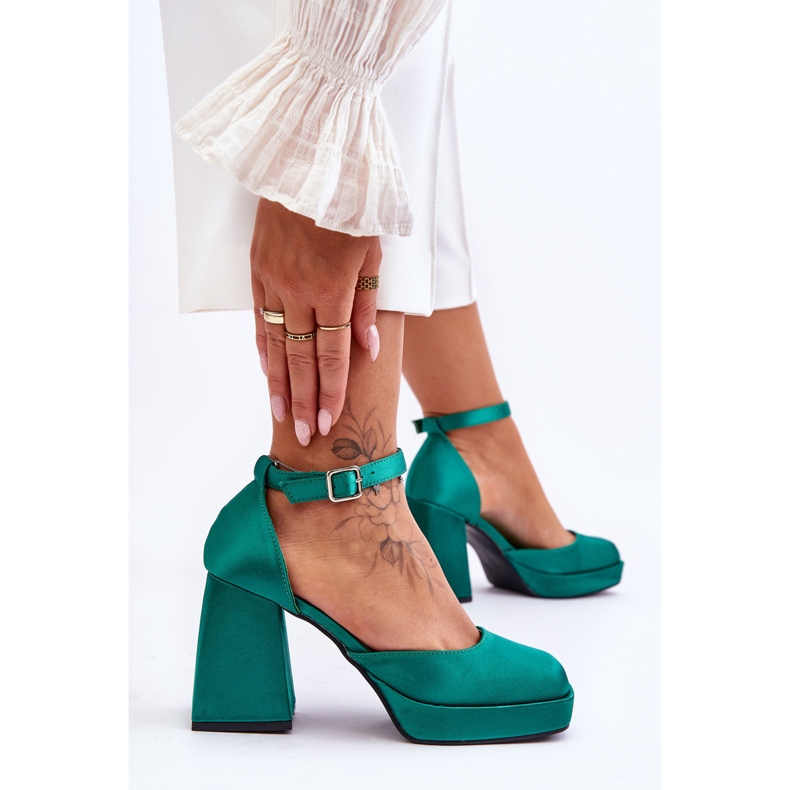 Modne cipele na masivnu petu Green Sandia zelena 2