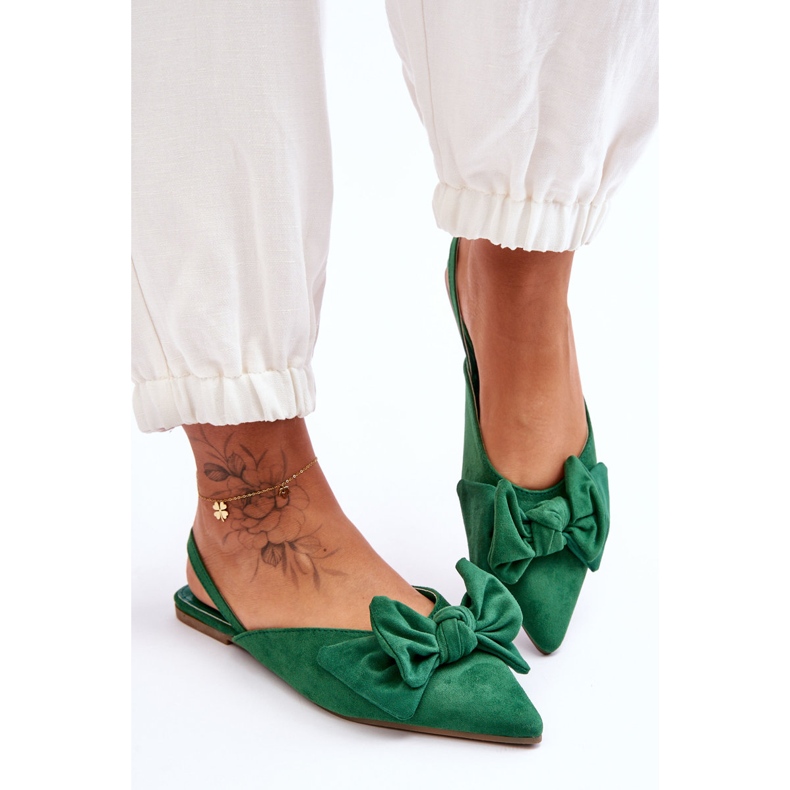 Ženske natikače balerinke s mašnom zelene Nadine zelena 1