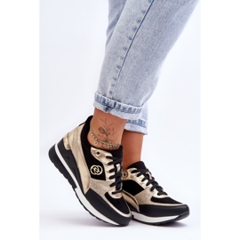 PE1 Ženske tenisice na tanak crne i zlatne boje Genova crno 1