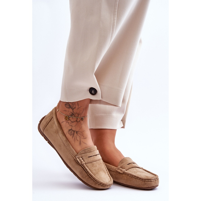 Ženske natikače od brušene kože smeđe Lenvie smeđa 1