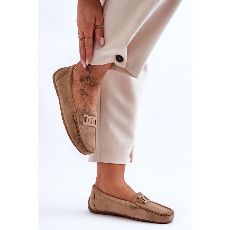 Modne ženske mokasine od antilop smeđe Rabell smeđa 2