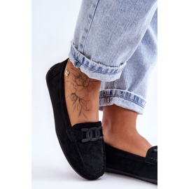 Modne ženske mokasine od brušene kože crne Rabell crna 2