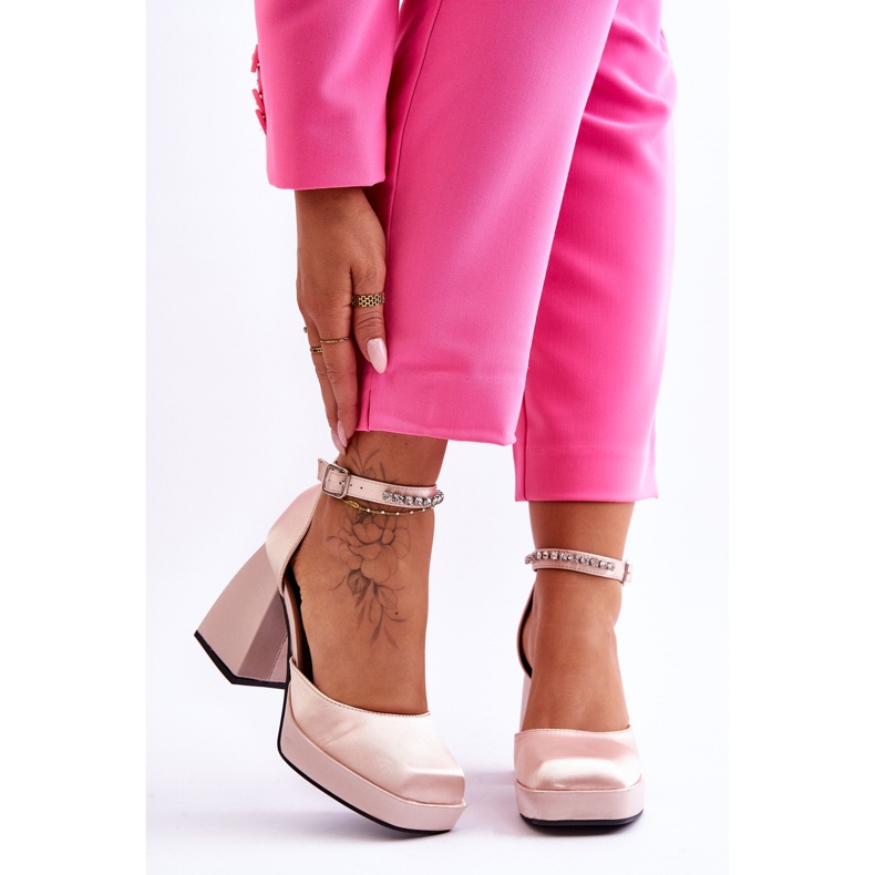 Moderne salonke na masivnu petu s cirkonima Bež Adel 2