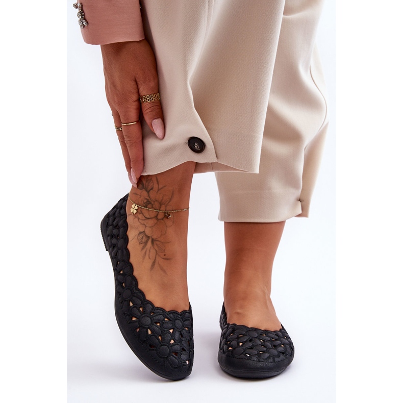 PE1 Ženske ažur balerinke Black Visionary crna 2