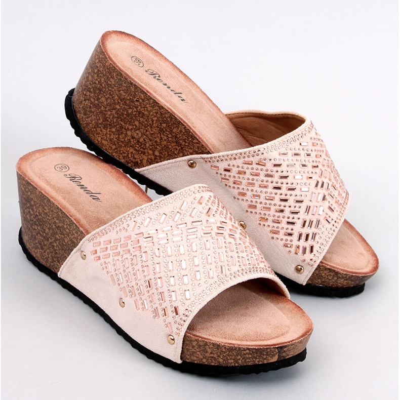 Greco Apricot sandale na klin bež 1