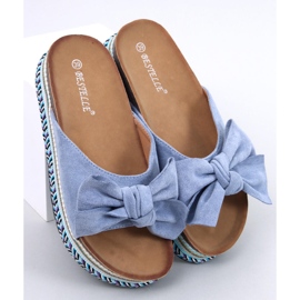 Delair plave sandale s mašnom s visokim potplatom plava 1