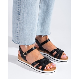 Ženske Shelovet crne sandale na niske klinove crna 1