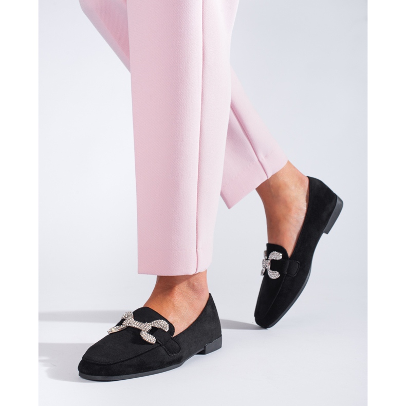 Crne natikače od antilopa iz Sheloveta s kopčom crna 1