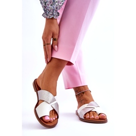 Jezzi Klasične ženske bijele i srebrne japanke bijela 1