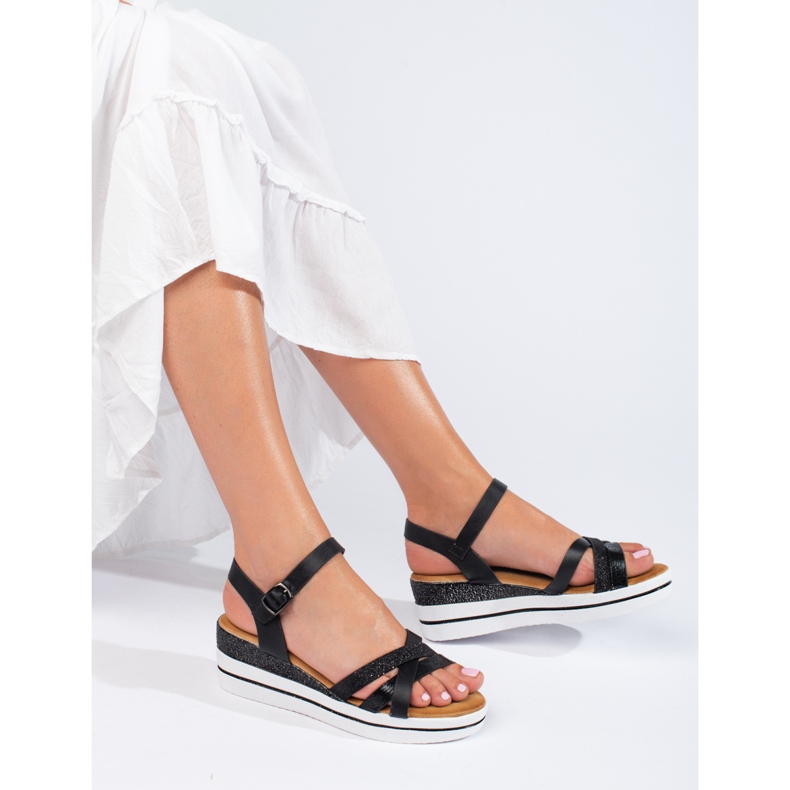 Crne ženske sandale na wedges Shelovet crno 1