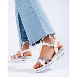 Bijele Shelovet ženske sandale na wedges bijela 2