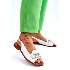 Lewski Shoes Ženske kožne sandale Leewski Shoes 3230 White Peas bijela 2