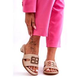 Elegantne ženske japanke bež boje sa zlatnim ukrasom 5