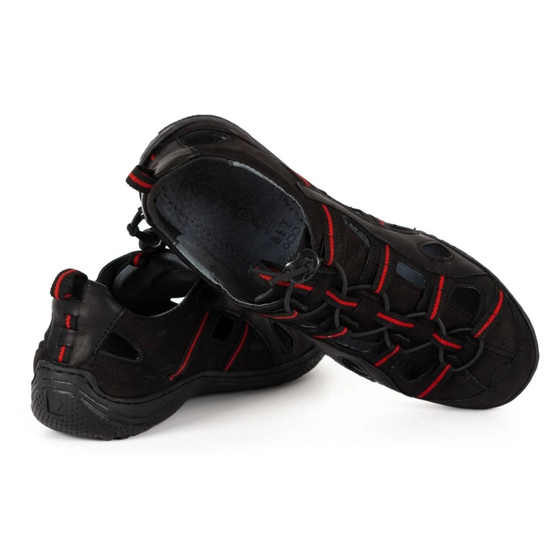 Kampol Muške kožne ažurne cipele 26KAM crne crna 2