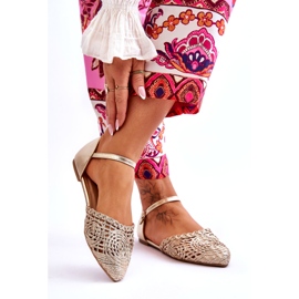 Elegantne ženske ravne sandale, zlatne zlatna 2