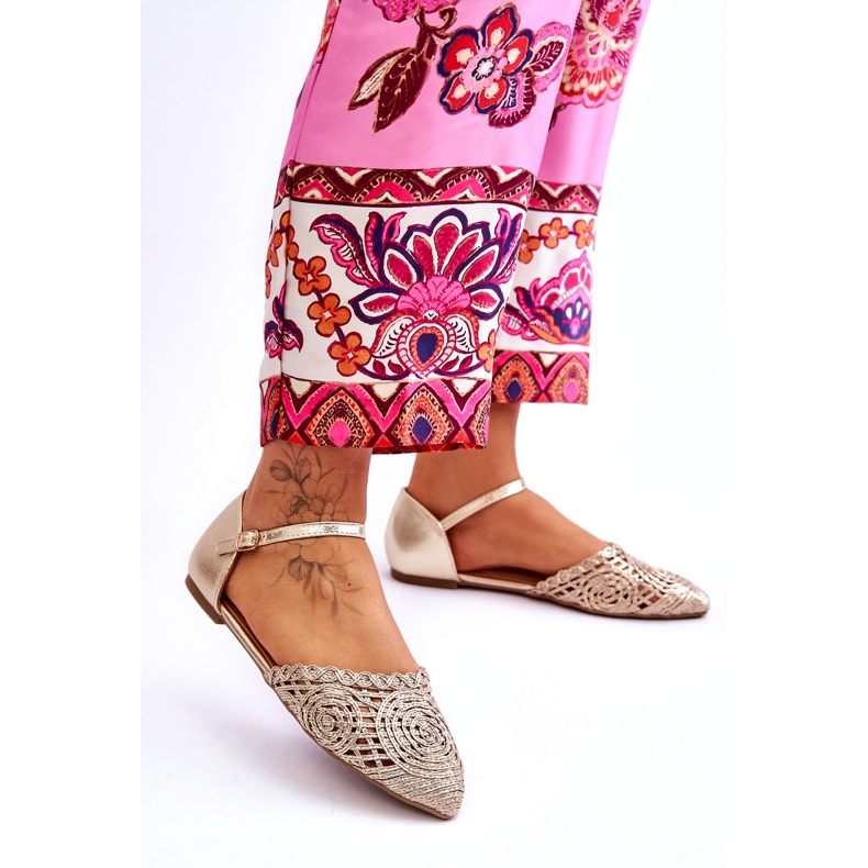 Elegantne ženske ravne sandale, zlatne zlatni 3