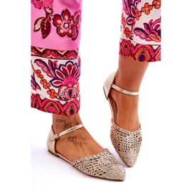 Elegantne ženske ravne sandale, zlatne zlatna 4