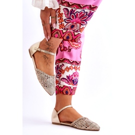 Elegantne ženske ravne sandale, zlatne zlatna 5